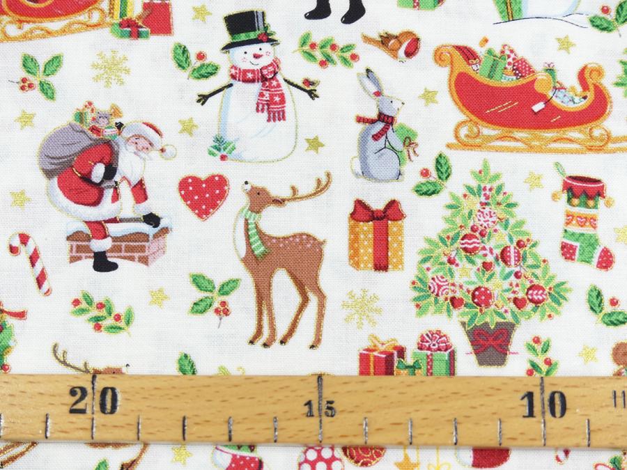 Preview: Patchworkstoff Merry Christmas Detailansicht mit Maß